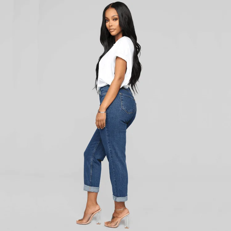 Cross-border Foreign Trade New Hot Jeans Women's High Waist Loose Cropped Pants Fashion manufacture
