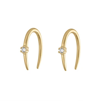 Beautifully Minimalist 925 Sterling Silver Gold Plated Shooting Star Open Hoop Earrings for Girls and Female