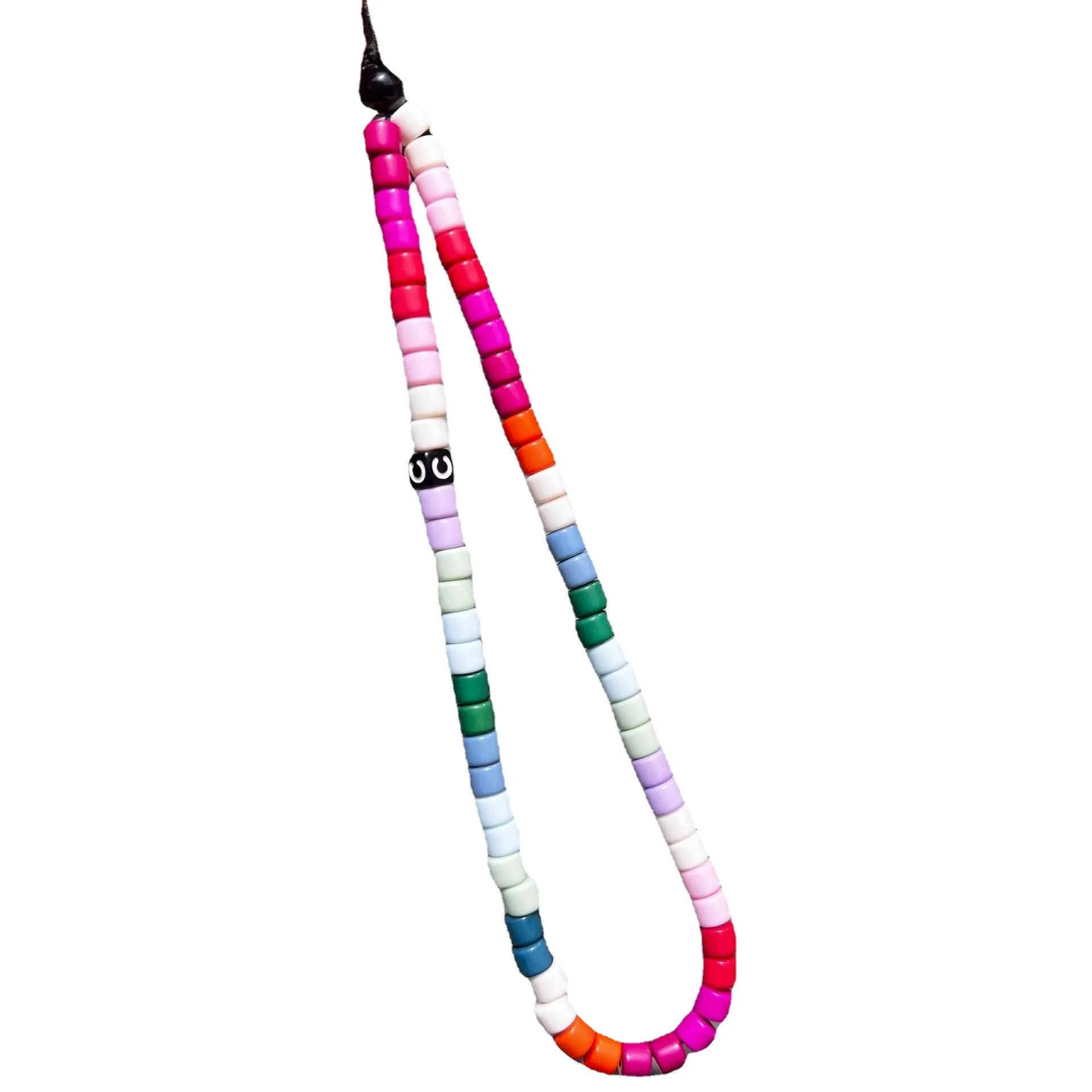 Hot anti loss mobile phone chain rainbow mobile phone chain with enamel beads DIY mobile phone lanyard factory direct sale