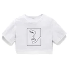 Tops Girl Wholesale And Drop Ship Face Abstract Graphic Crop Tops Lady Girl Hipster Short T Shirt