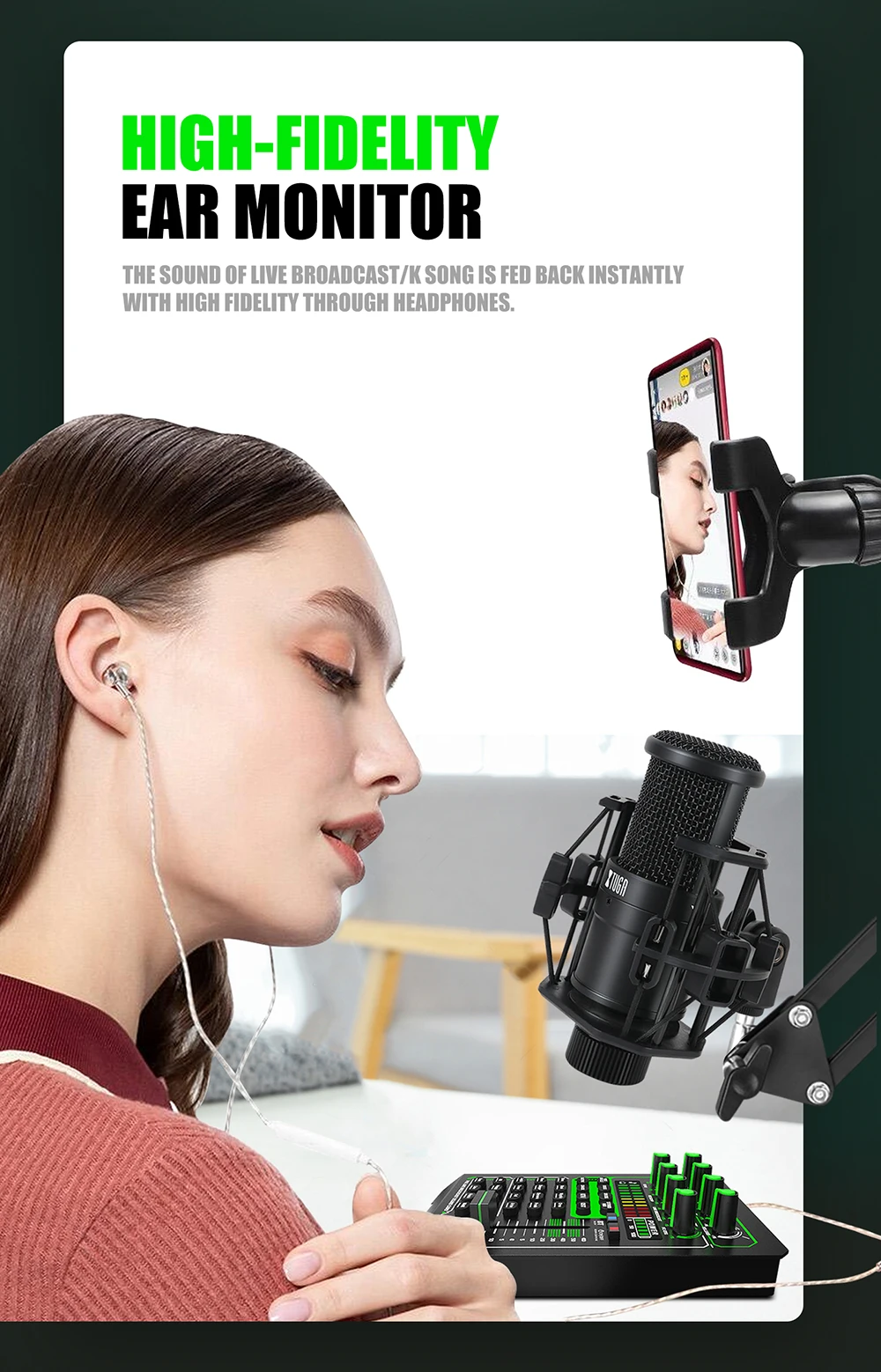 E1 professional recording studio audio recording live microphone external sound card