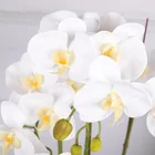 Artificial QiHao 3 Stems Real Touch Latex Flower Potted Orchids Plant Fake Artificial Flower Orchid With Pot