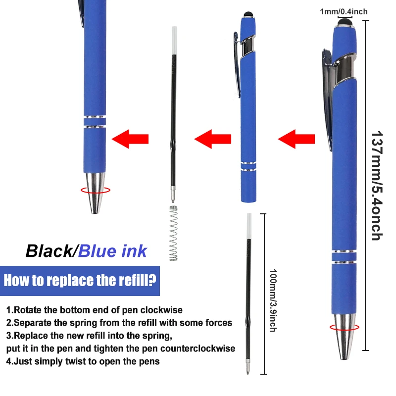 Free Sample Custom Wholesale School Stationery Screen Touch Plastic Pen Advertising Gift Click Ballpoint Pens