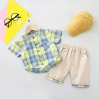 Boys Clothes Clothing Suppliers Kids Plaid Short Sleeve Shirt Shorts 2Pcs Suit Baby Boys Clothes Sets