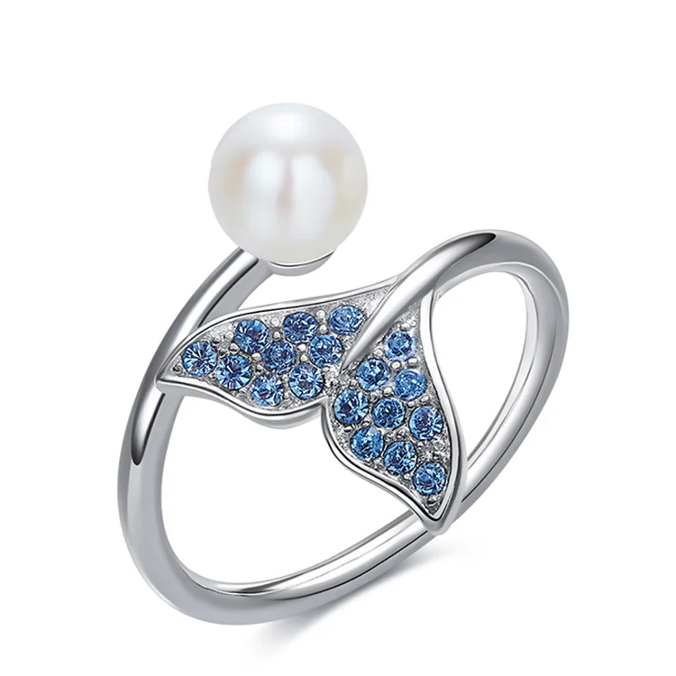 Luxury Designer 925 Sterling Silver Women Fishing Tail Ring 925