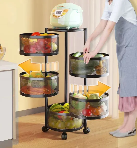 Multifunctional Kitchen Storage Rotatable Shelf Layers Vegetable