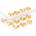 18k Gold Rings Gold Personalised Unisex 18k Gold Plated 26 Initials In Capital Letters Open Adjustable Rings