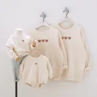 Family French Terry Casual Baby And Adult Sweatshirts Cartoon Print Matching Family Clothes