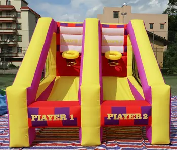 Inflatable 2-Player Basketball Game for Parties School Events Birthday Parties with Air Blower Stakes for Lawn Trampoline Parks