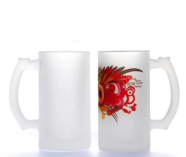 ZY34 Wholesale DIY Advertising Cups Beer Glass Thermal Transfer Coating Blank Glass Sublimation Beer Mug