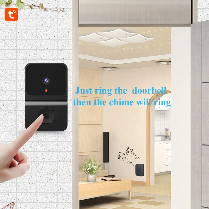 T23 Smart Video Doorbell Wire-Free Audio Intercom APP Control 2.4G Wifi Night Vision 480P Wide Angle House Camera Doorbell