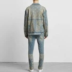Fashion Streetwear Jackets Cowboy Coats Custom Sand-washed Denim Bandana Paisley Printed Jean Jacket For Men