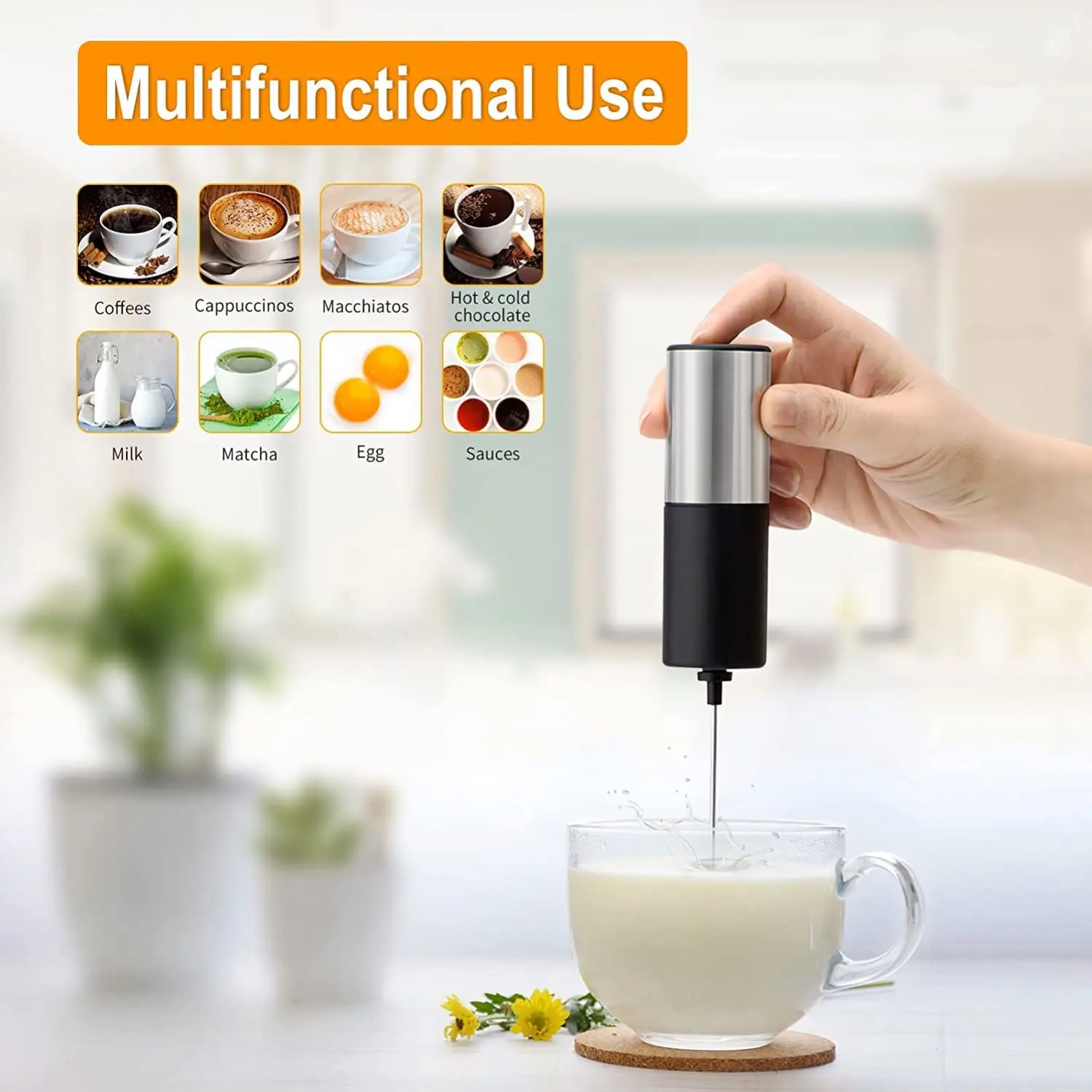 Wholesale Single Speed Milk Frother Handheld Electric Whisk Coffee Frother Electric Drink Mixer Foam Maker for Coffee Stirrers