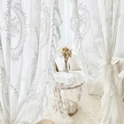 Sheer New European Style Vintage Wholesale Ready Made Net Lace Princess White Floral Sheer Voile Curtain