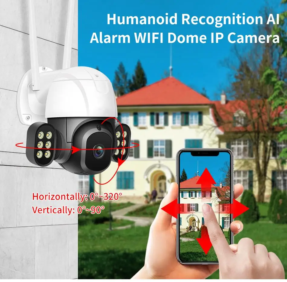 2024 New 8mp Icsee Outdoor Surveillance Wireless IP66 Ptz Ip Wifi network Camera 4K Security System Cctv Floodlight Camera