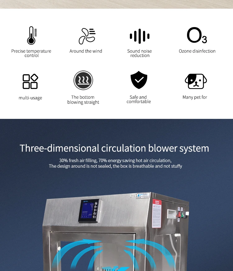 Eco-Friendly Automatic Voice Intelligent Silent Pet Dryer Dog Hair Dryer Beauty Blowing Hair Drying Box for Cat Dog Dry Room