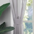Curtain Light Gray Sheer Curtain Stripes Pattern Solid Voile Curtain 50W X 84L Inches Grey