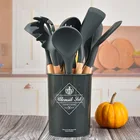 Kitchen 2021 New Arrivals Modern Design Silicone Cooking Kitchen Tools Kitchen Accessories Set With Wood Handle