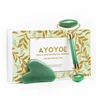 Nephrite Roller Gua Sha Custom Anti-Aging Jade Massager Green Nephrite Jade Roller Gua Sha Board Set With Gift Box