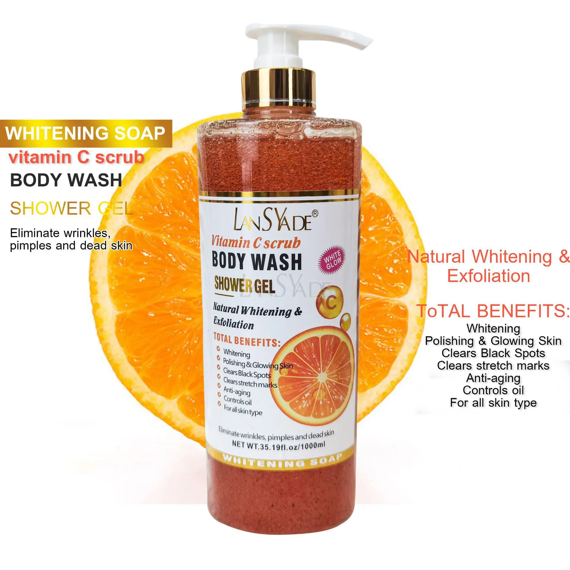 Private Label Shower Gel High Quality Body Wash Scrub Exfoliating