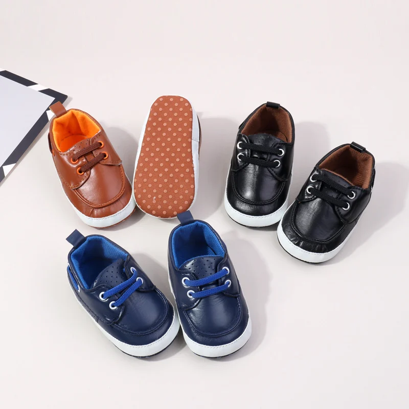 Ashional PU Baby Dress Shoes for Boys Spring Season Sprint Autumn Lightweight Breathable Anti-Slip Solid Pattern manufacture