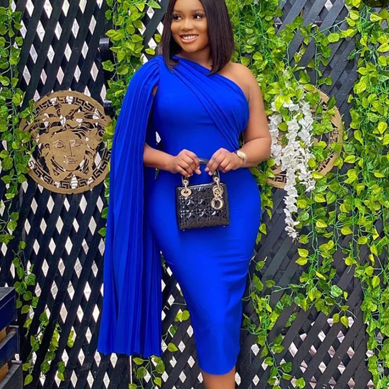 2022 Elegant Banquet Blue One Shoulder 