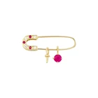 Gold Gemstone Jewelry Stylish Cute 14k Gold CZ Stone Ruby Gemstone U Shape Tiny Clip Earrings Wholesale Women Jewelry