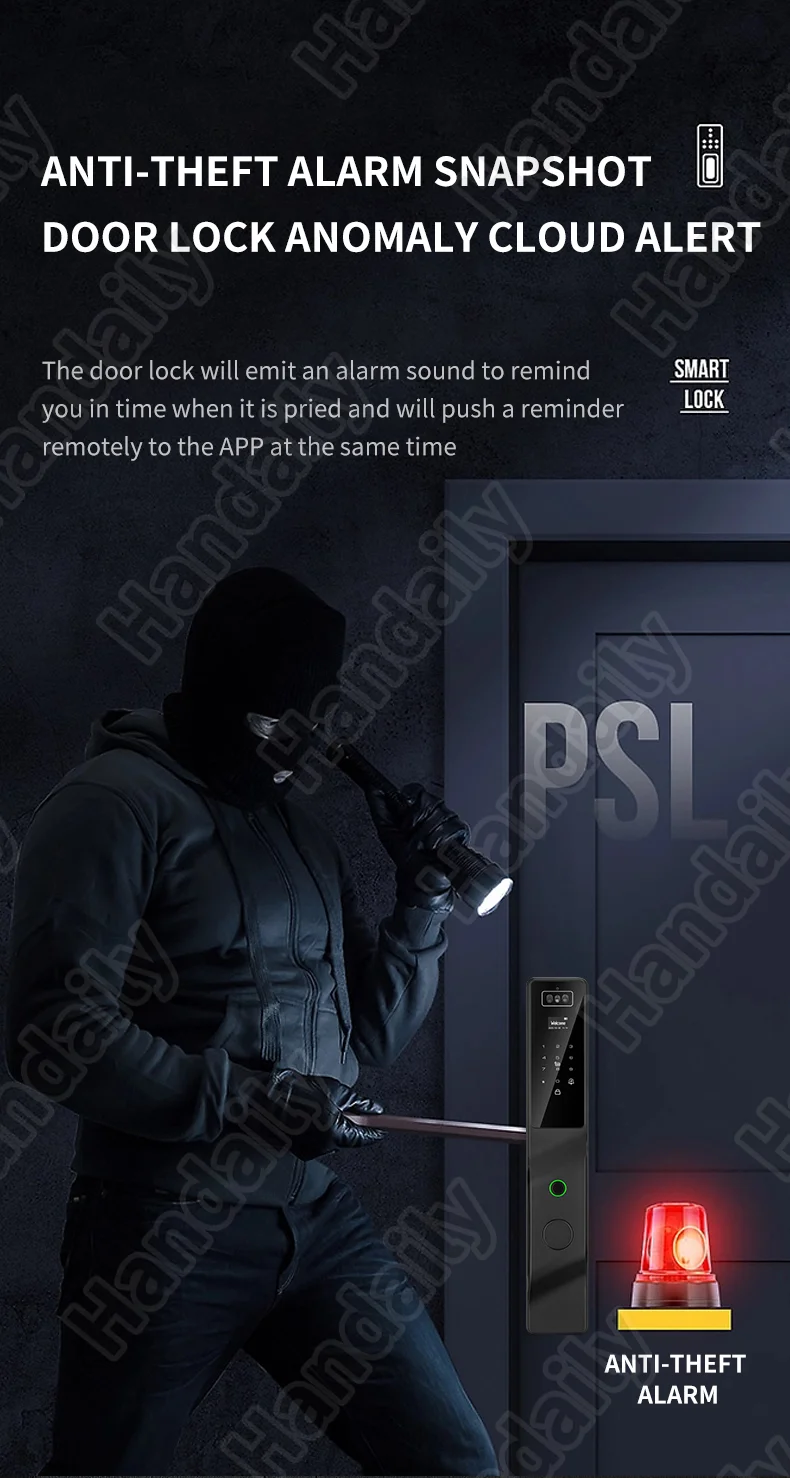 handaily palm vein tuya wifi door lock 3d biometric face id video monitoring intercom digital electronic locks for front door ddl9-8