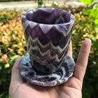 Wholesale Hand Carved Natural Dream Amethyst Cup Crystal Chevron Amethyst Tea Cup For Decoration