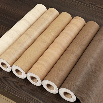 High Quality 6 Silk Wood Grain Wallpaper with Aluminum Foil Base Moistureproof Home Decoration Stickers for Bedroom Wall Panels