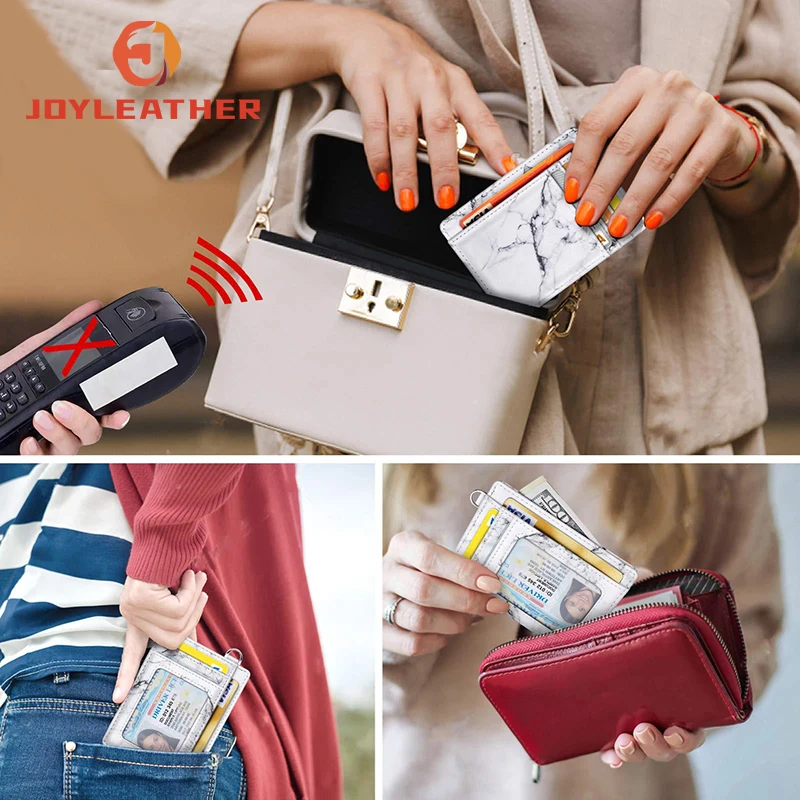 High Quality Microfiber Leather Vegan PU Saffiano Front Pocket Card Wallets RFID Blocking Card Holders
