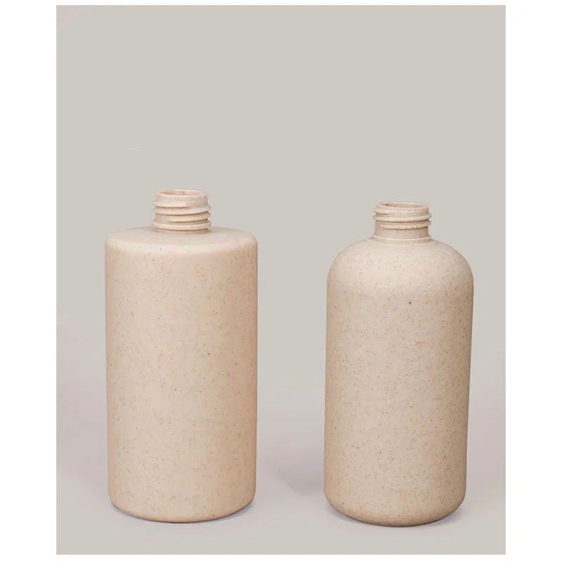 OEM Luxury Hotel Amenities Home Bath Shampoo Empty Cosmetic Pump Packaging Wheat Straw Biodegradable Plastic Bottle