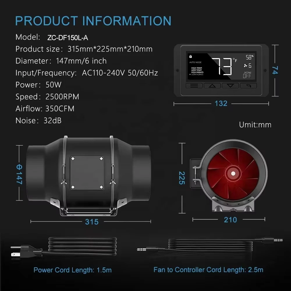 Inline Duct Fan, AC110-240V 50, 40W - detail 4
