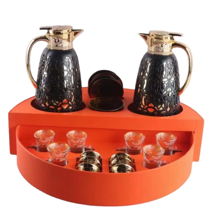 Hot Selling Arabic Vacuum Flask Luxury Daily Use Pot Arabic Coffee Dallah Flask and cups sets