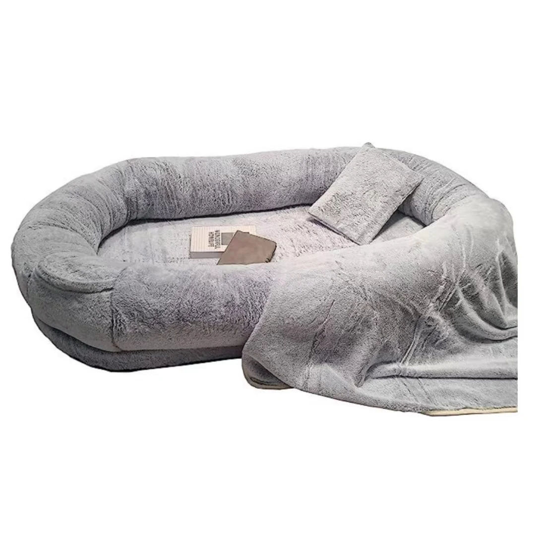 Big Cute Dog Kennel Dog Bed For Human Long Plush Comfortable Luxury