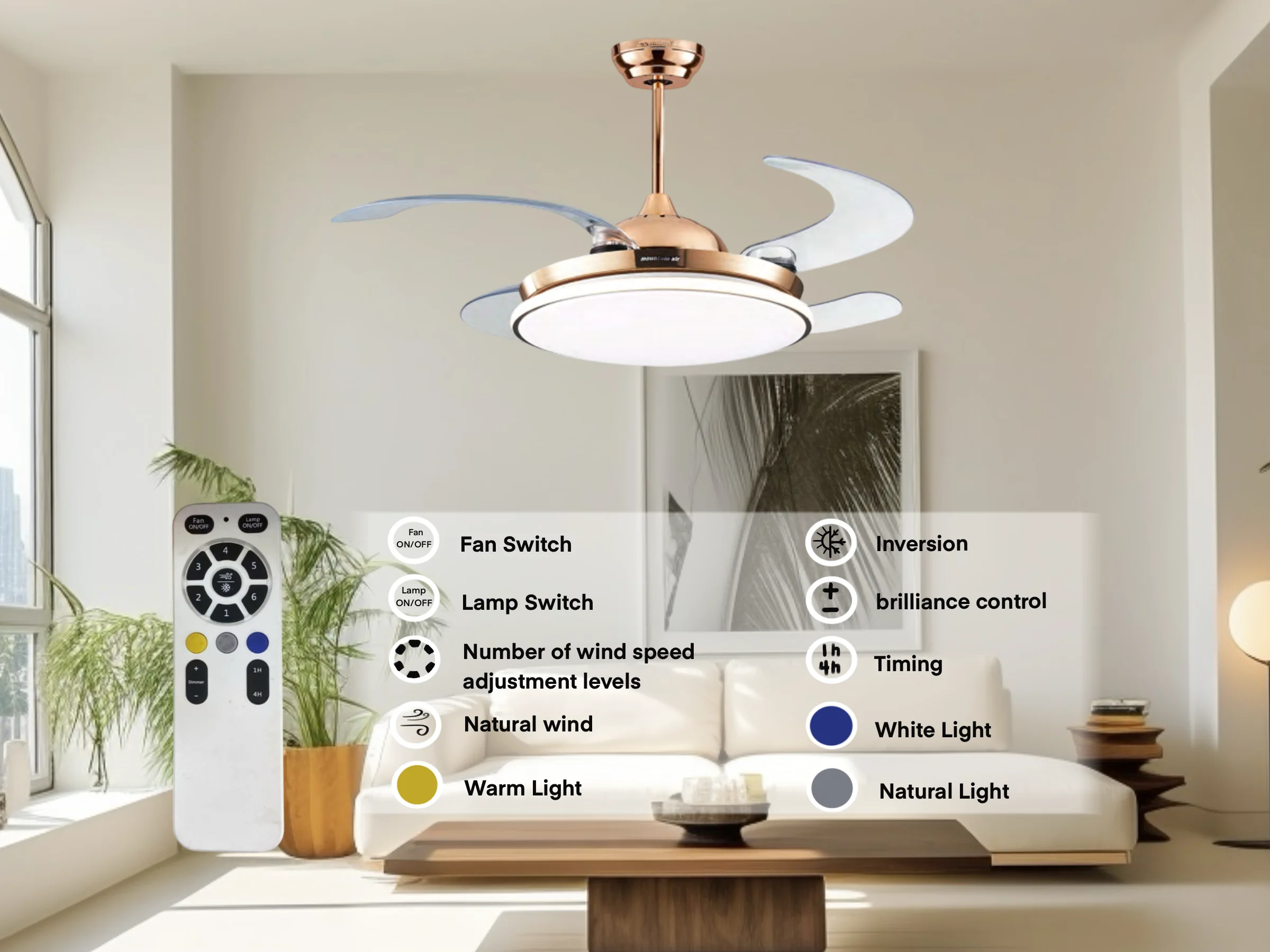 Ceiling Fan, 44-Inch, LED, ABS - detail 20
