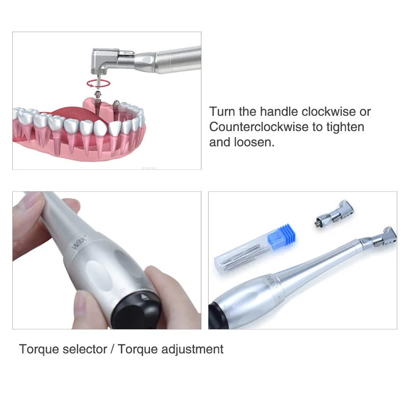 Universal Dental Implant Torque Wrench With 12 Driver Head Kit Hand Driver Screw Handpiece