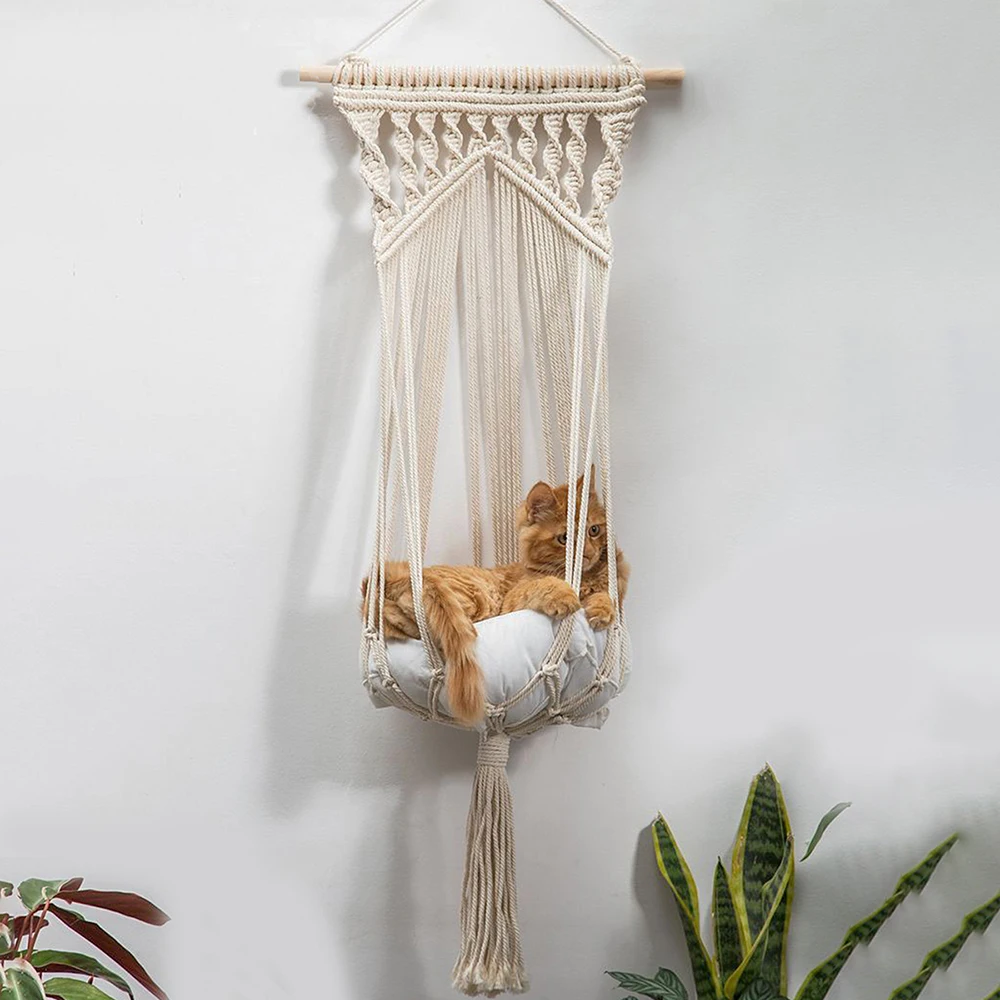 macrame cat hammock