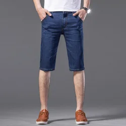 Summer New Men Fashion Stretch causal Short Jeans Denim Shorts Blue Black Denim mens shorts
