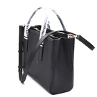 Handbag Elegant Female Custom Black Vegan Leather Tote Handbag Shoulder Bag For Girls Womens