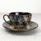 Coffee European Style Coffee Latte Cup And Saucer Set Porcelain With 250ml Small Luxury Jacquard Coffee