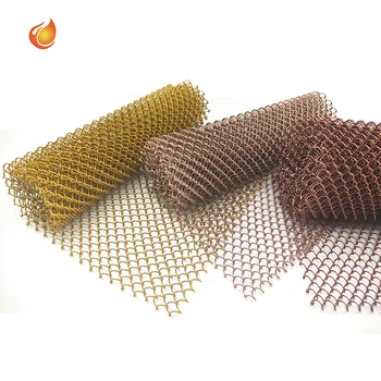 Gold color decorative metal wire mesh stainless steel spiral woven decoration screen partition