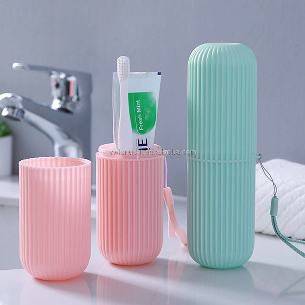 Removable Round Shape Portable Travel Toothbrush Holder PP for Outdoor Bathroom Threaded Toothbrush Bottle Sling Mug