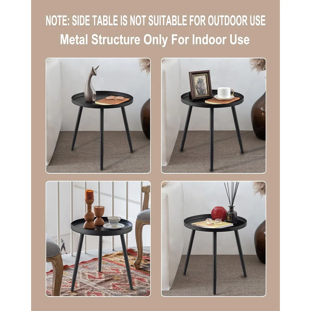 Matte Black 3-Legged Small Side Table for Living Room and Dining for Small Spaces All Indoor Use details