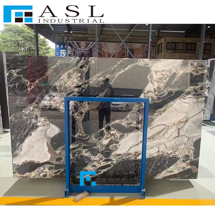 Breccia blue natural stone slab tile for Wall Floor Design