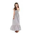 Items New Items 2020 Girls' High Waist Dresses Women Lattice Spaghetti Beach Dress