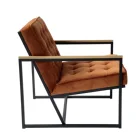 2021 New Nordic Orange Velvet Upholstered Sofa With Black Powder Coated Metal Tube Frame
