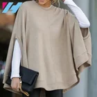 Custom logo round rib collar cashmere women's cape coat