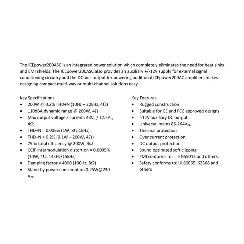 Packbox Icepower200asc 200w Class D Hifi Audio Power Amplifier Original