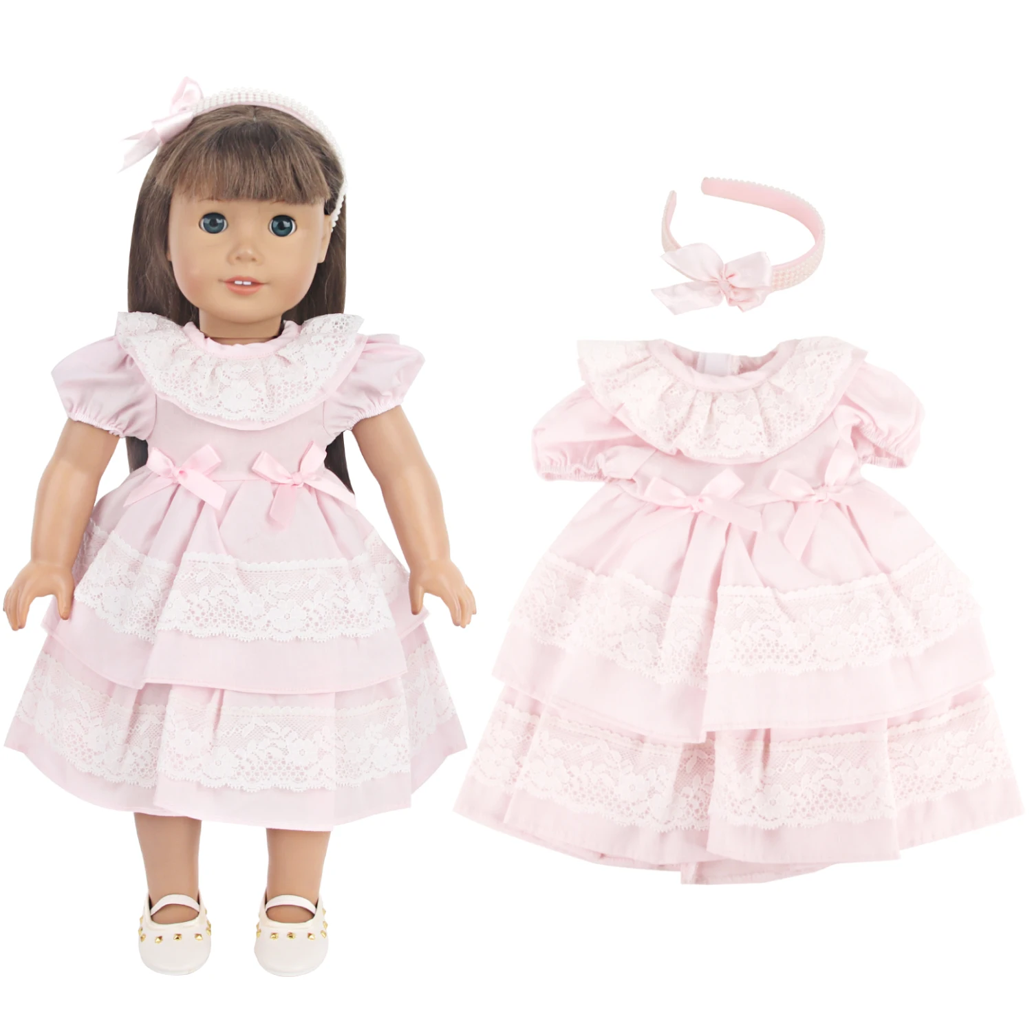 Hot Selling Doll Clothing Doll Pink Dress Clothes for 18 Inch American Doll Girl